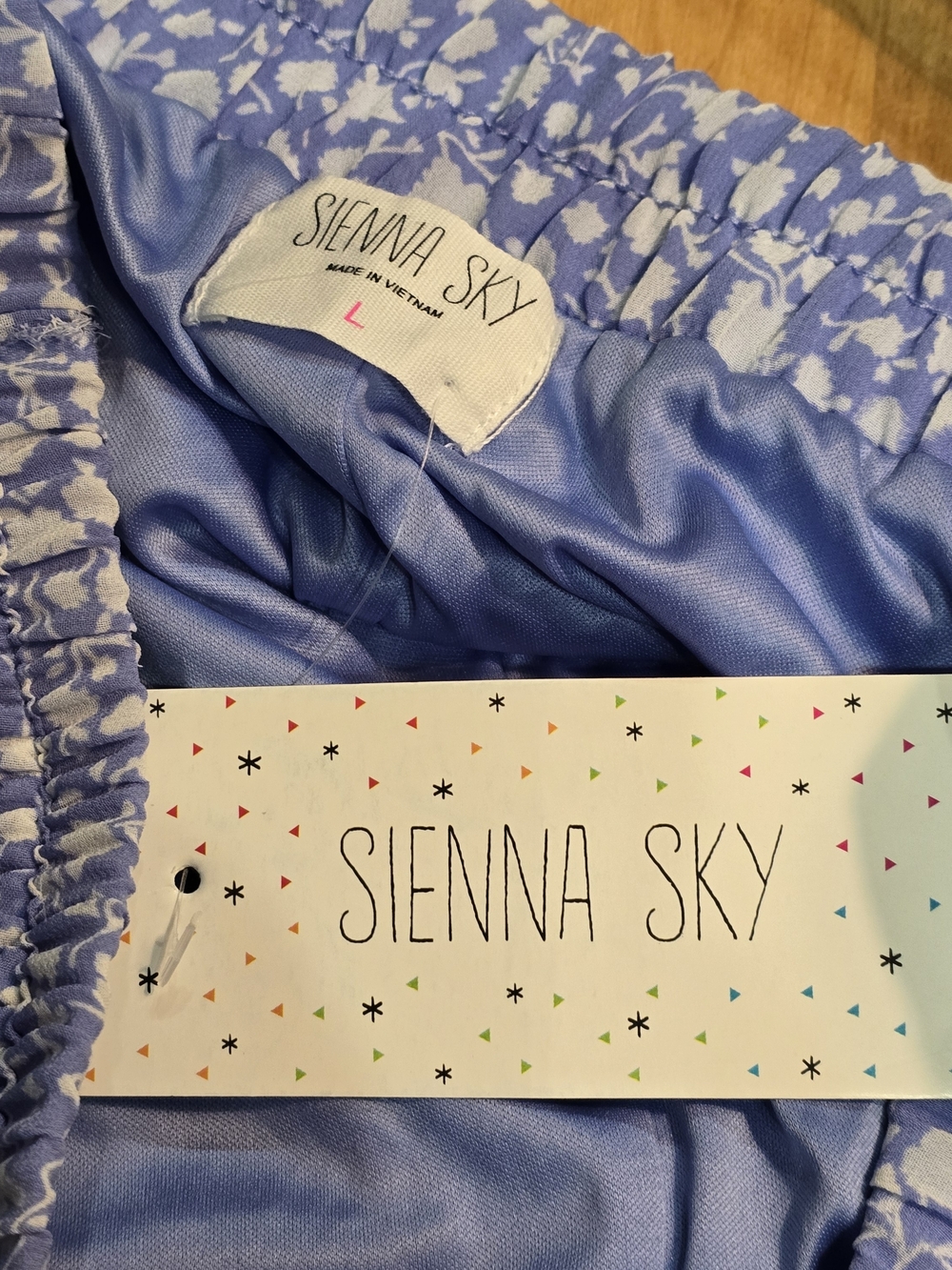 Sienna Sky Blue and White Floral Tiered Mini Skirt "Beachy Vibe" L NWT - Picture 10 of 10